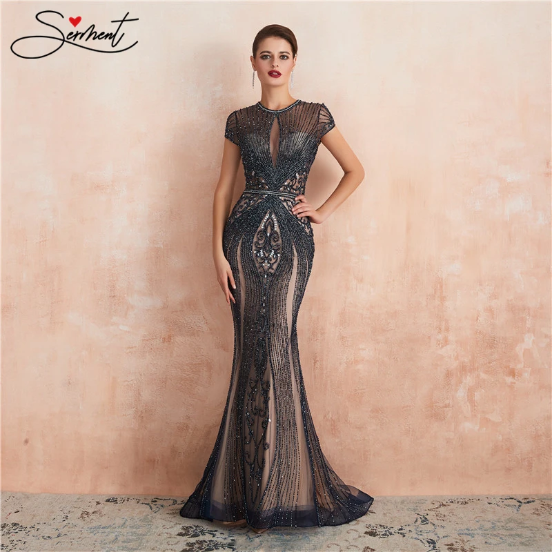 

SERMENT Luxury Sexy Sequin Fishtail Evening Dress Suitable for Special Occasion Wedding Party Dresses Built-in Bra Plus Size