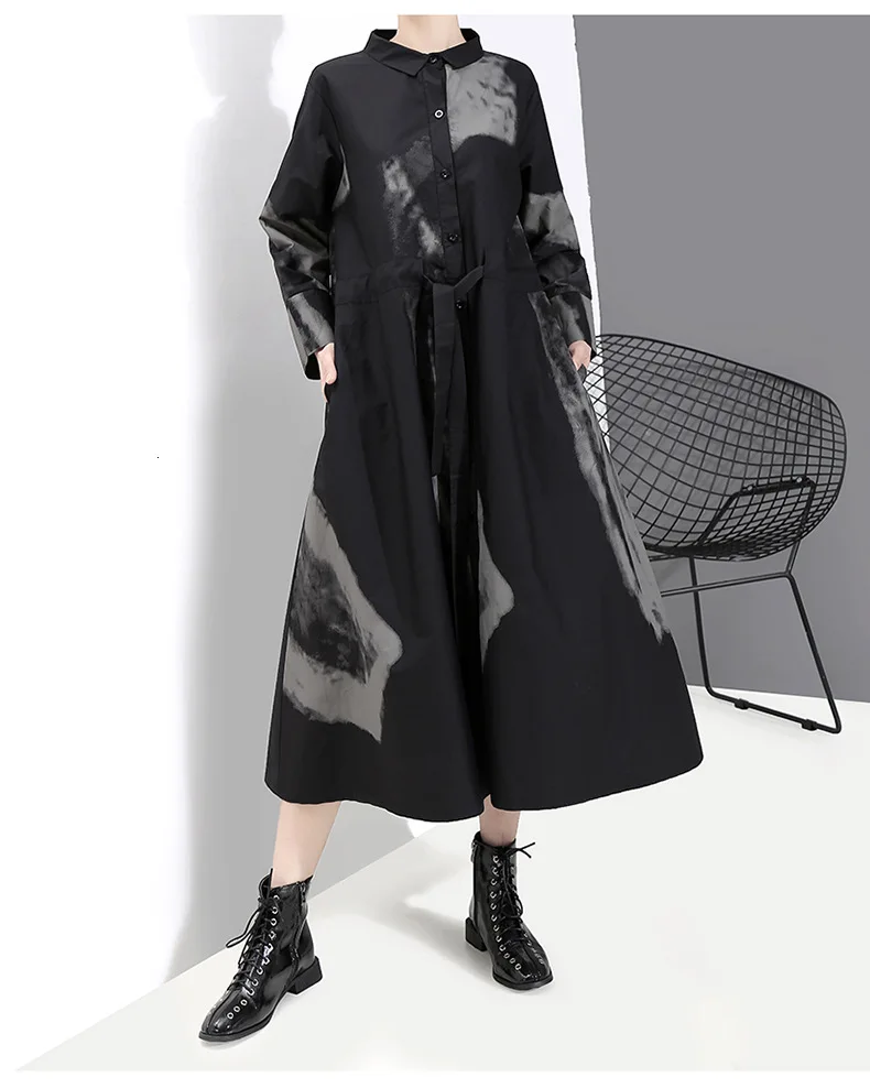 New Fashion Style Black Print Hit Color Vintage Dress Fashion Nova Clothing