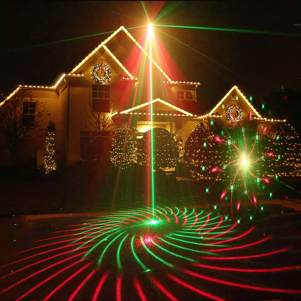 Outdoor Christmas Projector New Year Laser Light Garden Lawn Decoration House Xmas Window Holiday's Street Fairy Lighting
