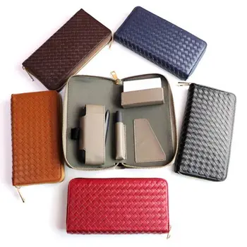 

Woven PU Leather Storage Box Holder Anti Scratch Protective Carrying Bag Case for IQOS 3.0 Zipper Pouch Wallet Accessories