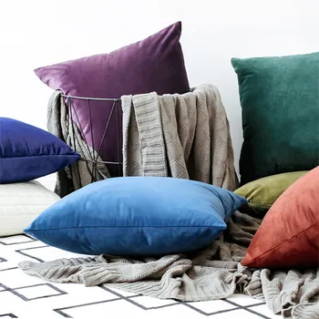 

Top Quality Fashion Colors Blue Peacock Green Peacock Turquoise Blue High End Fine Velvet Cushion Cover Pillow Case Home Decor