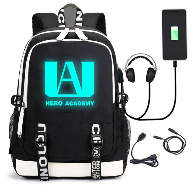 My Hero Academia Luminoso Borsa Studente di Scuola Dello Zaino Con Porta USB  di Ricarica del Computer Portatile di Viaggi Zaino Cosplay Prop| | -  AliExpress