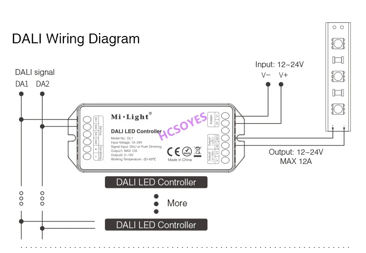 MILIGHT DL5 5 в 1 светодиодные ленты контроллер DALI DL-DOW25 25 Вт RGB+ CCT светодиодный светильник DL1 DP1 DP2 DP3 пульт дистанционного управления питания