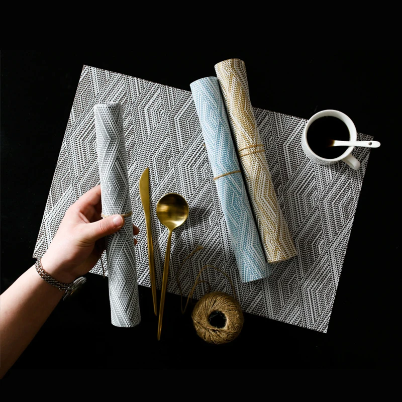 

CANIRICA Table Mat Pvc For Kitchen Accessories Table Mat Placemats Rectangle Dining Table Mat Modern Home Decoration Posavasos