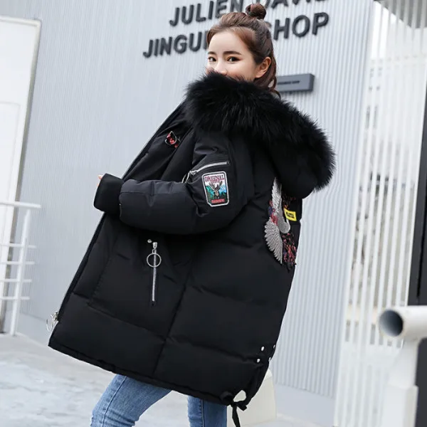

Photo Shoot 2019 New Style Fall And Winter Clothes down Jacket Women's Korean-style Large Size Loose-Fit Mid-length Cotton Coat