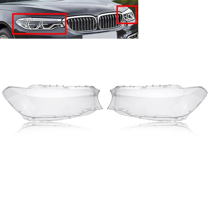 

Car Front Headlight Head Light Lamp Cover Head Light Lamp Clear Lens Shell Cover Replacement for BMW 5 Series G30 2017-2018