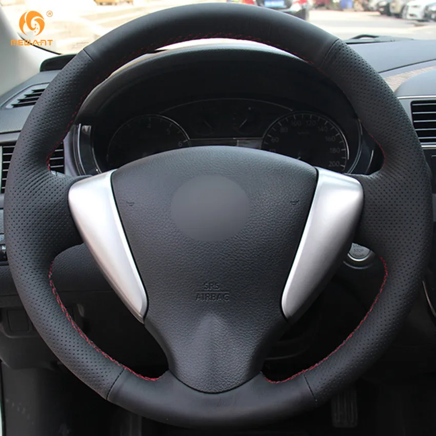 MEWANT черный чехол рулевого колеса автомобиля из искусственной кожи для Nissan Tiida Sylphy