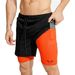 Short de sport 2 en 1 pour hommes, Double couche, respirant, pour la course, le Fitness, la musculation et l'entraînement, nouvelle collection 2021 