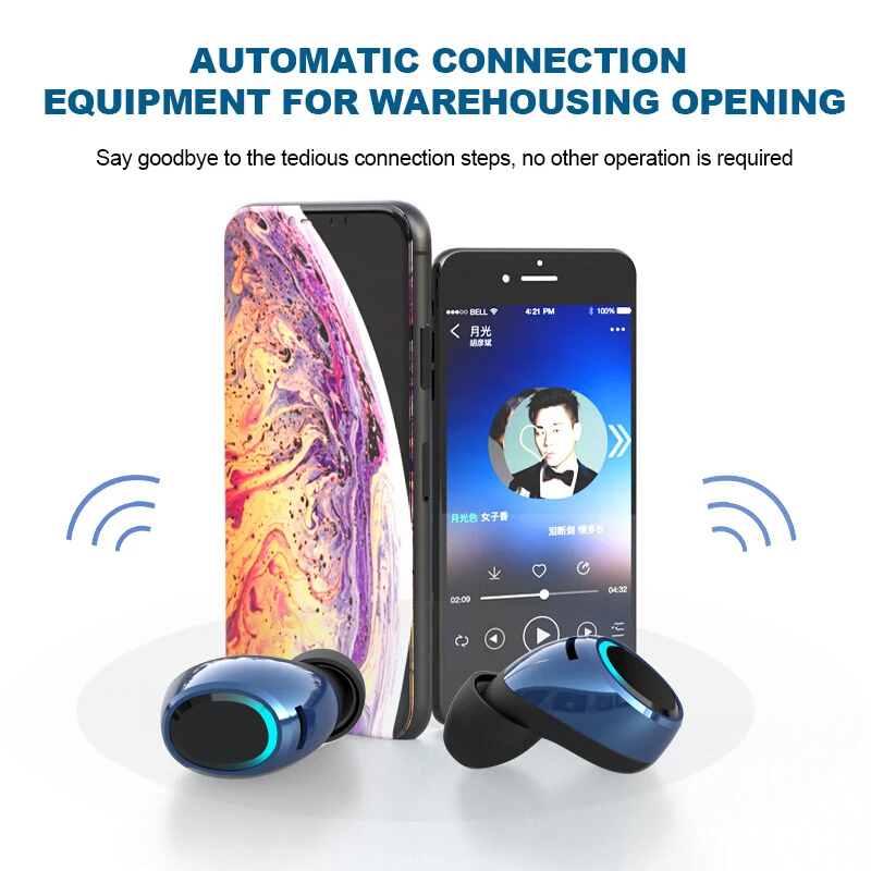 Soaiy T2, наушники, Bluetooth, мини наушники, V5.0, True, беспроводной, водонепроницаемый, для бега, спортивный, светодиодный, кабина, с шумоподавлением, гарнитура