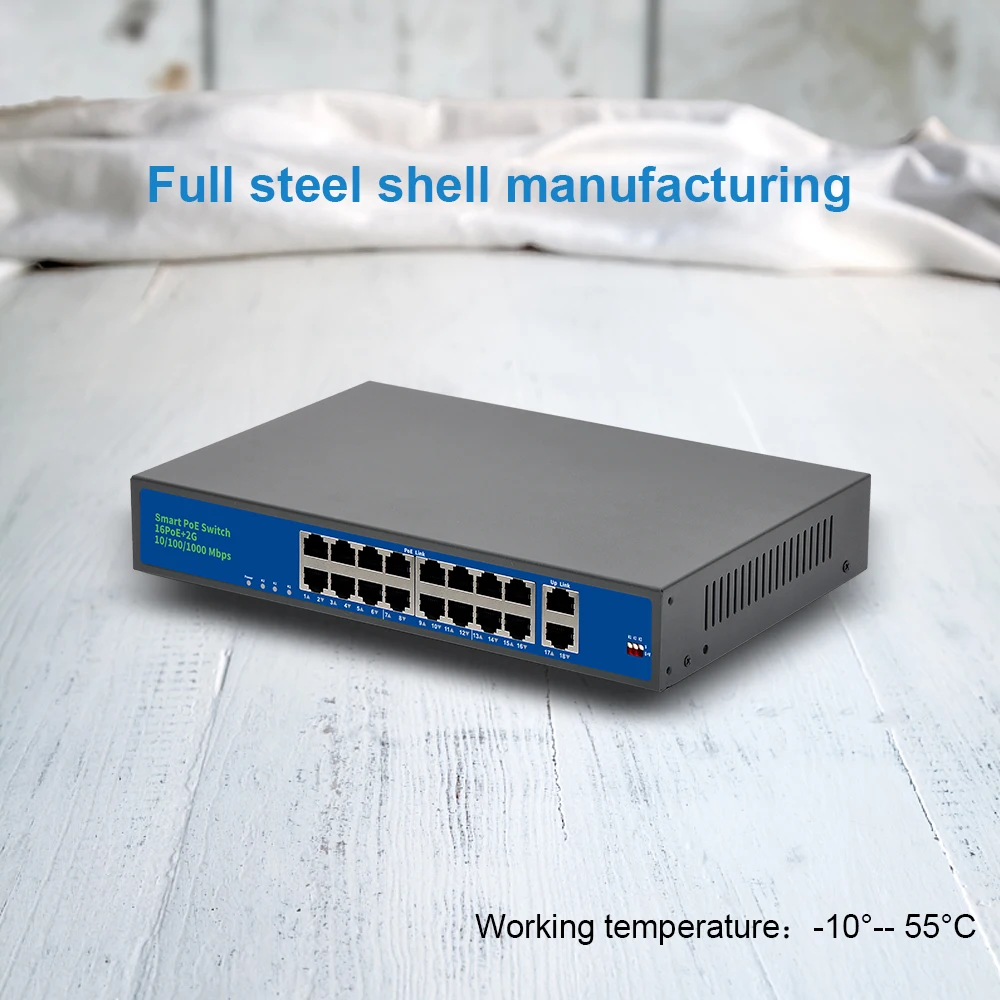 Switch Poe De 16 Portas Gigabit Zosi, Plug & Play 156w | Parcelamento