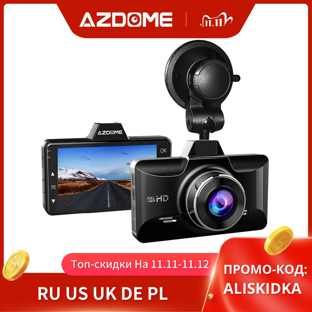 Автомобильный регистратор AZDOME 3 дюйма 2 5D M01 Pro 1080P HD видеорегистратор