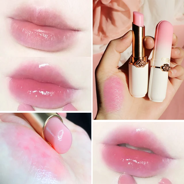 Temperature Change Color Lipstick Pink Lip Balm Deep Moisture Nourishing Light Waterproof Non Stick Cup Lip