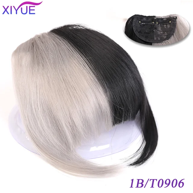 Black/Light Brown Clip In Hair Bangs Hairpiece Accessories Synthetic Fake Bangs Clip In Hair Extensions Clip In Hair Pieces WL38