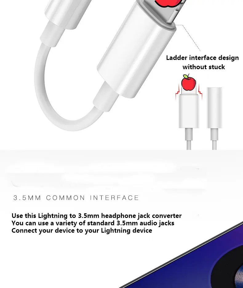Подходит для Apple 7/8/X/XS аудио адаптер Освещение передача 3,5 гарнитура передача от производителя прямая