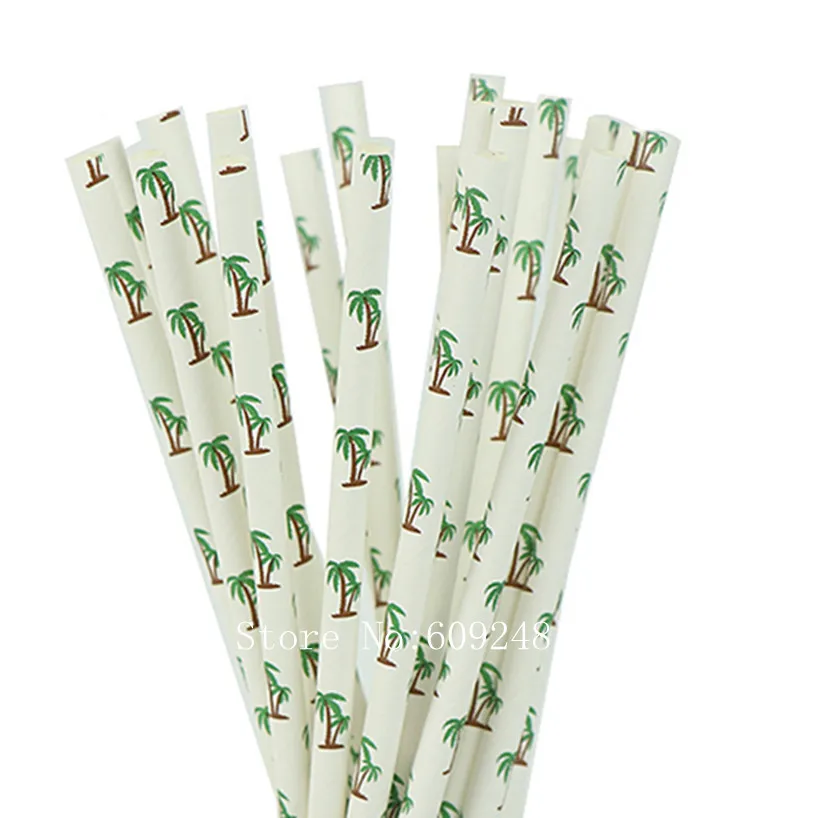 

100 Pcs Coconut Tree Paper Straws,Hawaiian Tropical Wedding Birthday Party Beach Cocktail Luau Summer BBQ Kids Drinking Straws