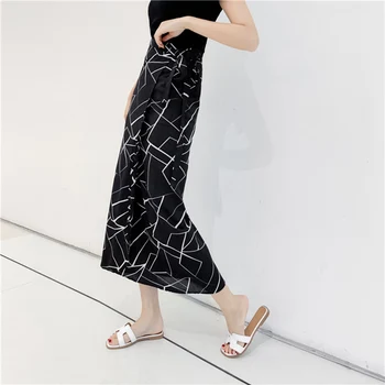 

Summer Women's Skirt Irregular Split Bag Hip Lines Printed Chiffon Slim Bohemian Skirt