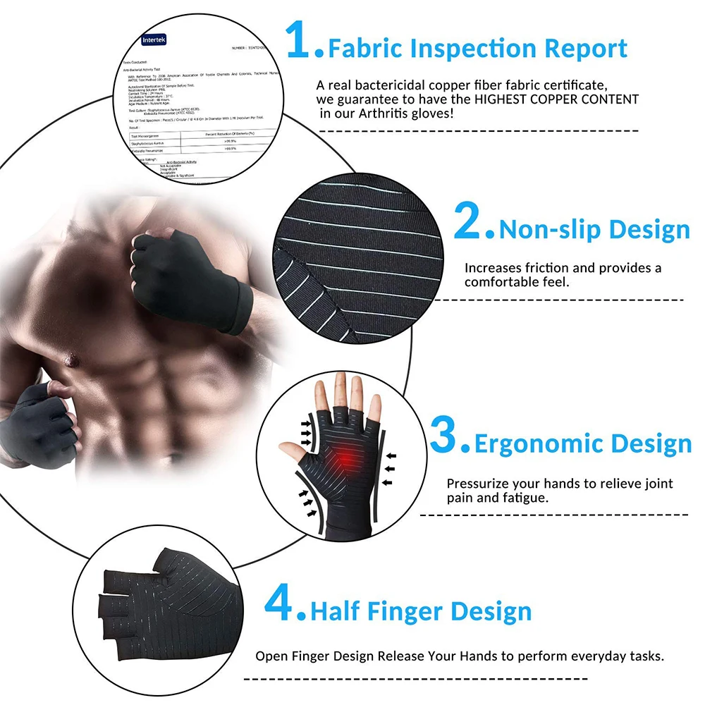 1 Pair Compression Arthritis Gloves for Women Men Joint Pain Relief Half Finger Brace Therapy Wrist 1 1 Pair Compression Arthritis Gloves for Women Men Joint Pain Relief Half Finger Brace Therapy Wrist 3