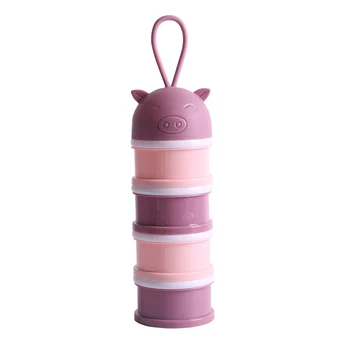 

4 Layer Portable Baby Food Storage Box Essential Cartoon Milk Powder Container Independent Tiered Storage Box Cartoon Pig Milk P