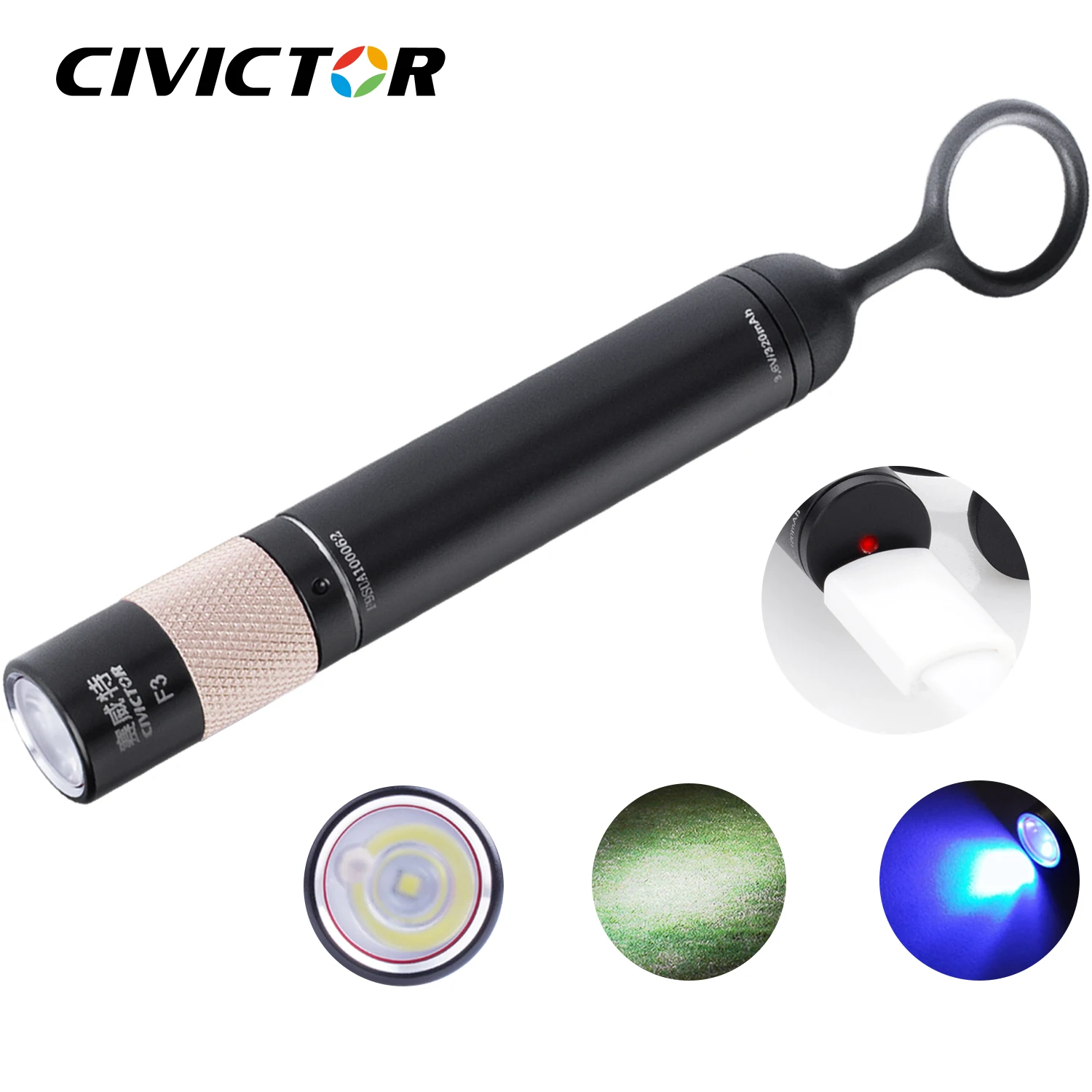 

Keychain Mini Led Flashlight Rechargeable USB - UV Black Light 365nm Bright Tactical Big Power Torch High Lumen Portable Lantern