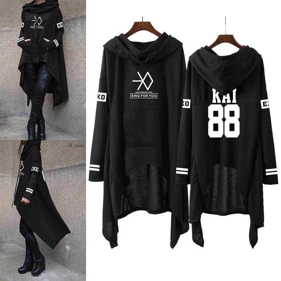 

Kpop EXO New Fashion Korean EXO DO LAY SE HUN KAI SING FOR YOU EXO Hoodies Long Skirt Women Harajuku Sweatshirts Girls Pullovers