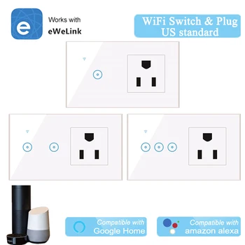 

EWelink WiFi Wall Switch Socket 1 2 3 Gang US Standard Wireless Remote Control Compatible with Alexa Google Home IFTTT