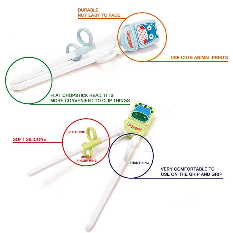 1 Pair baby Training Chopstick Cartoon Cute Animal modeling Learning Training Beginner Chopsticks Children Tableware