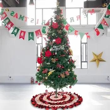 

New Christmas Decorations Cake Tree Skirt Plaid Burlap Christmas Tree Decoration Tree Skirt Decor Plaid Carpet Floor Mat