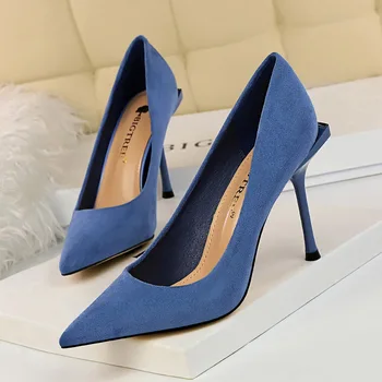 

2020 Women 10cm Thin High Heels Lady Stiletto Office Pink Pumps Female Elegant Dress Cute Scarpins Wedding Party Tacones Shoes