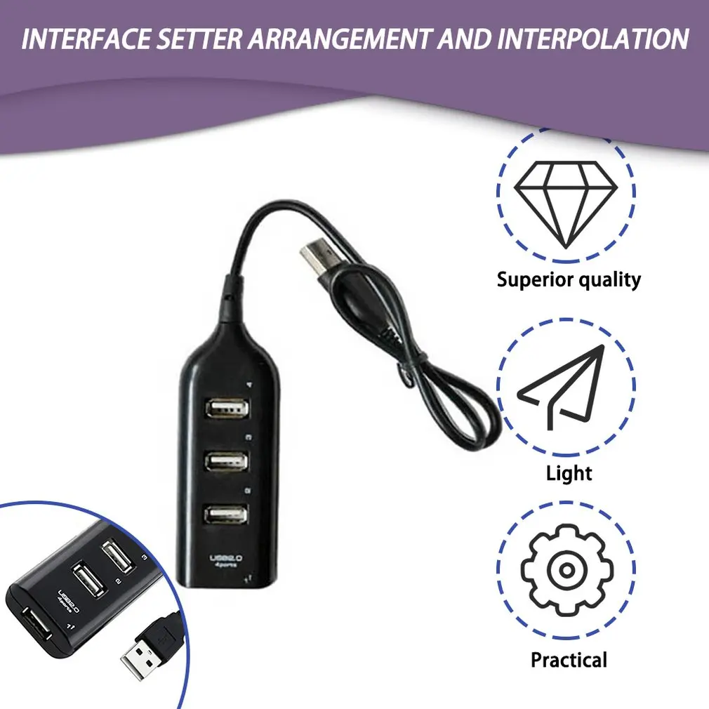 Nouveau HUB USB 2.0 Multi ports 4 ports, adaptateur Hub haute vitesse pour PC portable, accessoires d'ordinateur