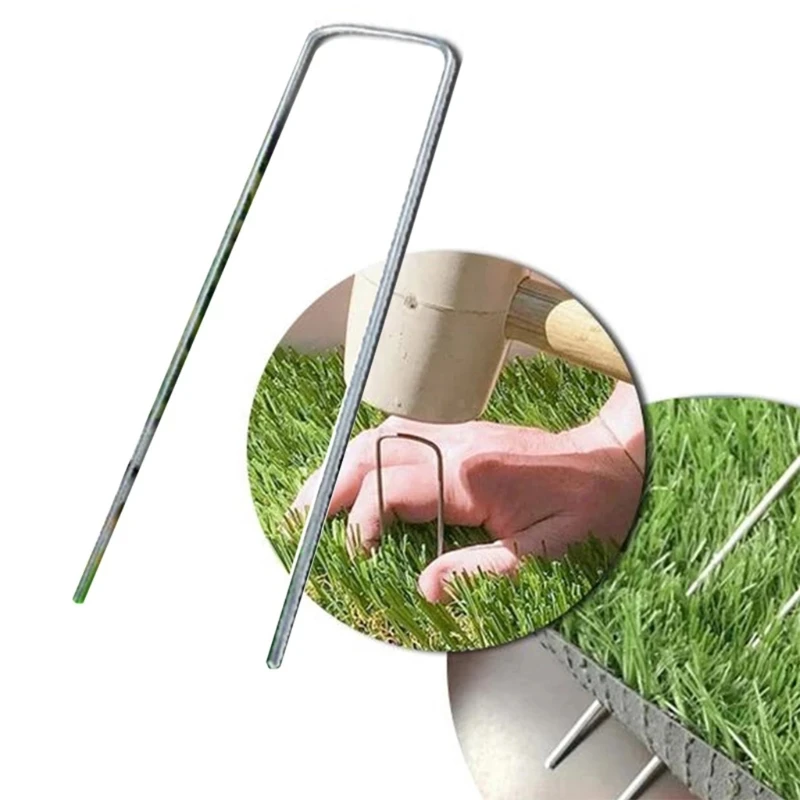 Garden stakes 203F Weedproof Cloth Ground Lawn Fixer for Fixing Weed Mesh Floor Galvanized Steel Garden Stake Staple Mulch