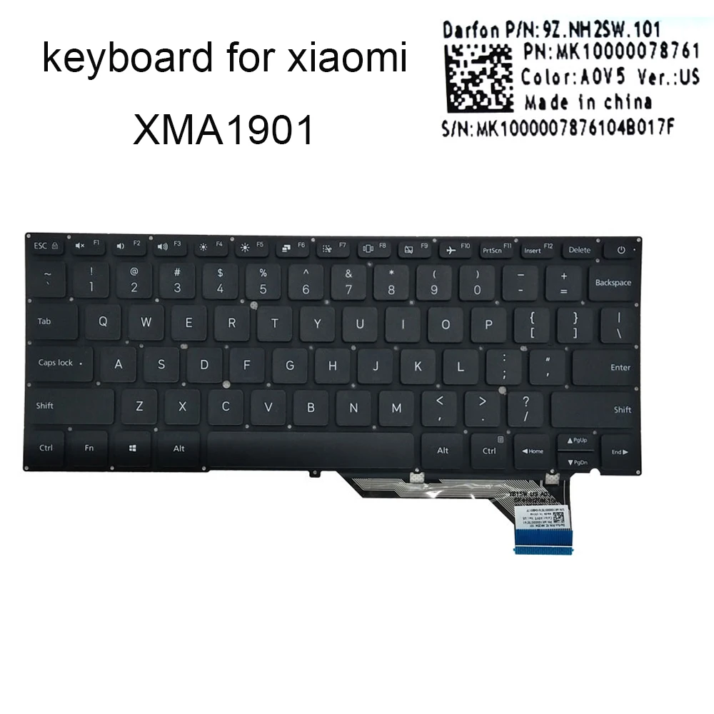 Teclado para Notebook Inglês dos Eua para Xiaomi mi Xma1901 ag 13 14 Horizon Edition 14 Teclados para Notebook 9z.nh2sw.101 Mk10000078761 Novo