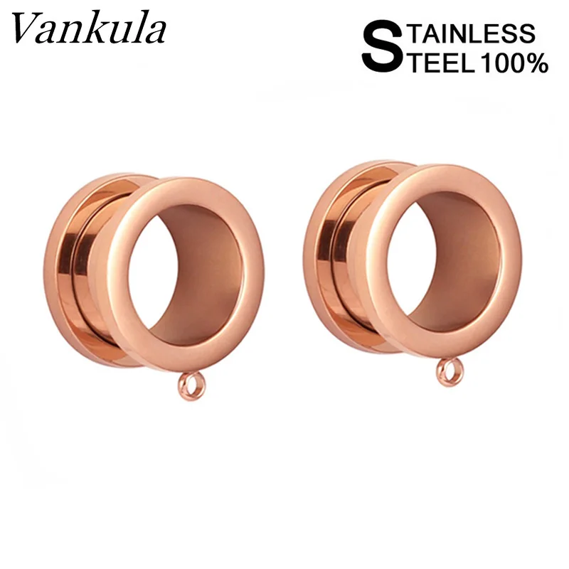 rose gold Ванкула,, беруши из нержавеющей стали, корпус, винт для пирсинга, туннели, носилки, модные ювелирные изделия, серьги, расширитель для подарка - Окраска металла: rose gold