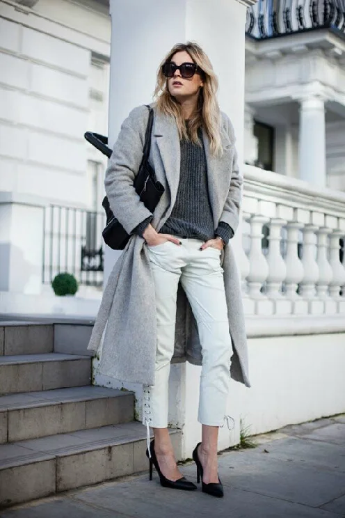 Серое однотонное длинное шерстяное пальто Элегантное повседневное шерстяное пальто с широкой талией и куртка с v-образным вырезом длинное женское пальто осень-зима