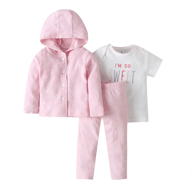 baby girl clothes long sleeve hooded jacket+floral bodysuit+pant 2020 fashion newborn outfit fall infant clothing set zipper 6