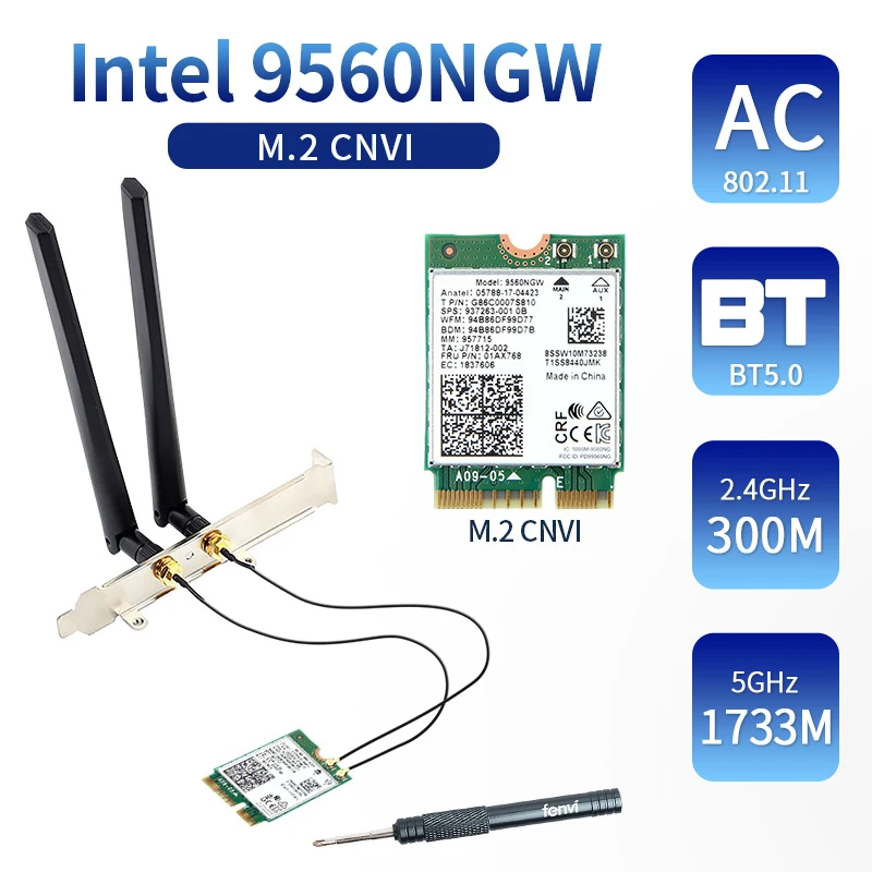 Dual Band Wireless For Intel 9560AC 9560NGW 1.73Gbps Wifi 802.11ac