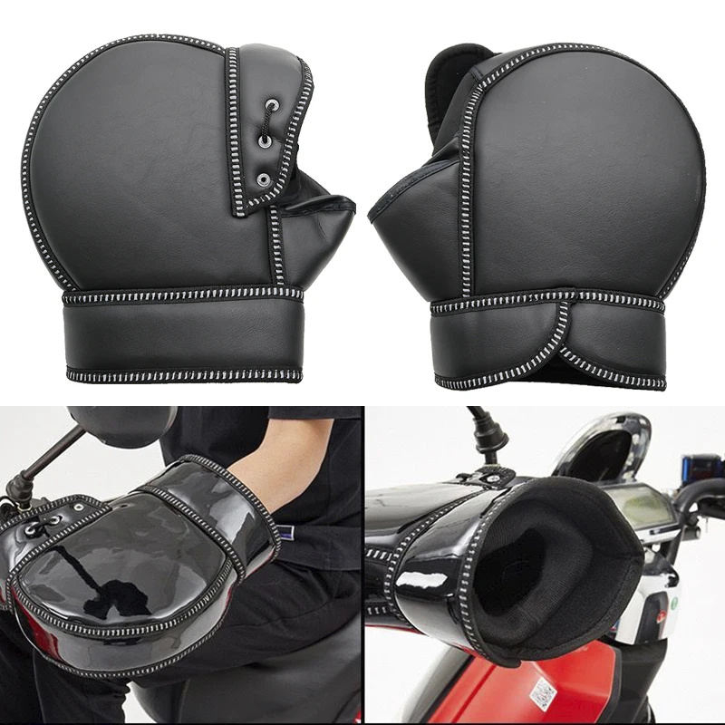 glove A Универсальные мотоциклетные зимние ручки ручного тормоза, перчатки для ног, защита от дождя, ветра и холода, ветрозащитные для скутеров, электромобилей, сумка для хранения - Цвет: glove A