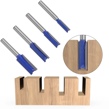 

4pcs 1/4'' Shank Planer Drill Professional Slotted Straight Router Bit Woodworking Milling Cutter Trimming Knife 6.35mm