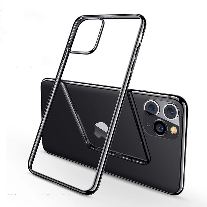 Black Силиконовый чехол для iPhone 11 прозрачный мягкий ТПУ ультра тонкий чехол для телефона чехол для iPhone 11 Por Max 11Pro полуночно-зеленый Coqu - Цвет: Black