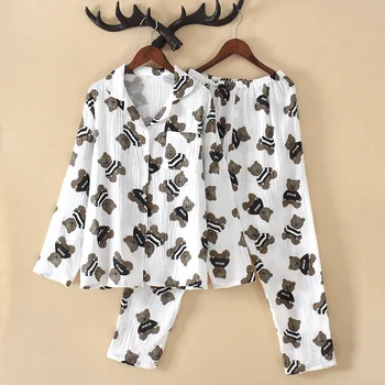 

Pyjama Women Clothes Autumn Womens Cotton Pajamas Sets Long sleeve Sleepwear Suits Girl Fashion Casual Sleepwear Night Suit