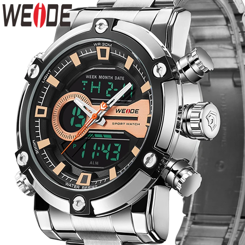 

WEIDE Men Watches Fashion Top Brand Luxury Waterproof Wristwatch Dual Display Quartz Watch Casual Male Clock Relojes Para Hombre