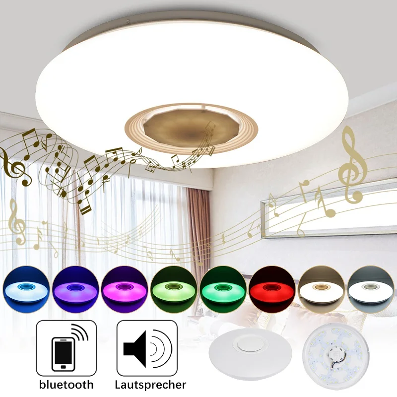 Современный потолочный светильник с bluetooth динамиком и пультом дистанционного