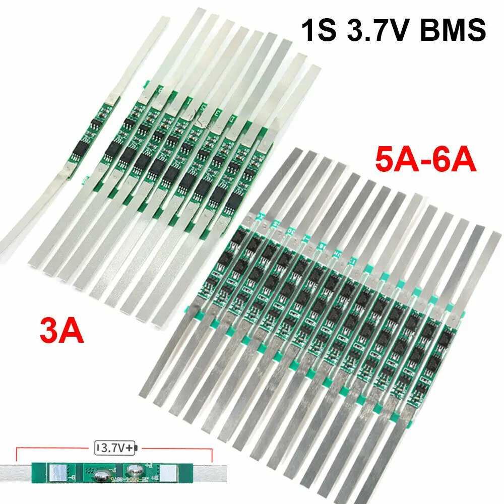 10 pces 1s 3a/5 6a bms pcb placa de proteção para 3.7v 18650 li ion bateria de lítio|Circuitos integrados| -