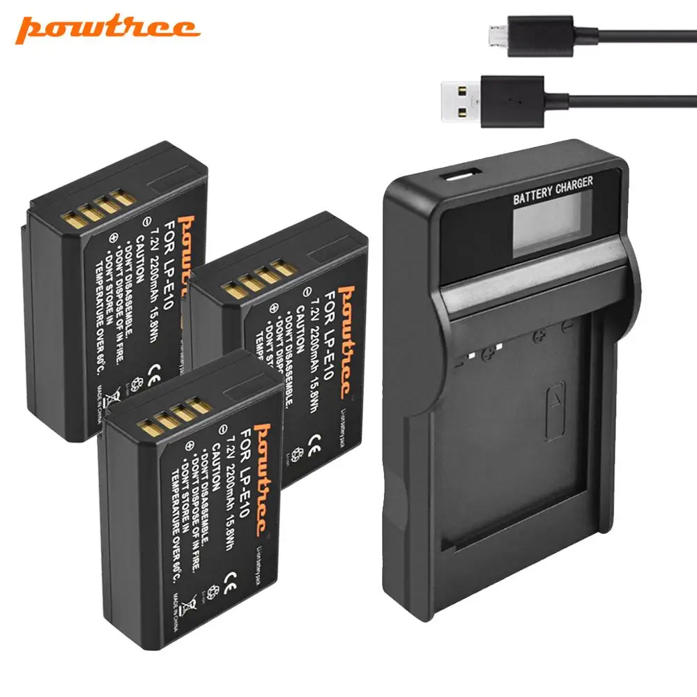 Аккумулятор Powtree LPE10 LP E10 с ЖК дисплеем для камеры Canon EOS 1100D 1200D 1300D Rebel T3 T5 T6 KISS X50