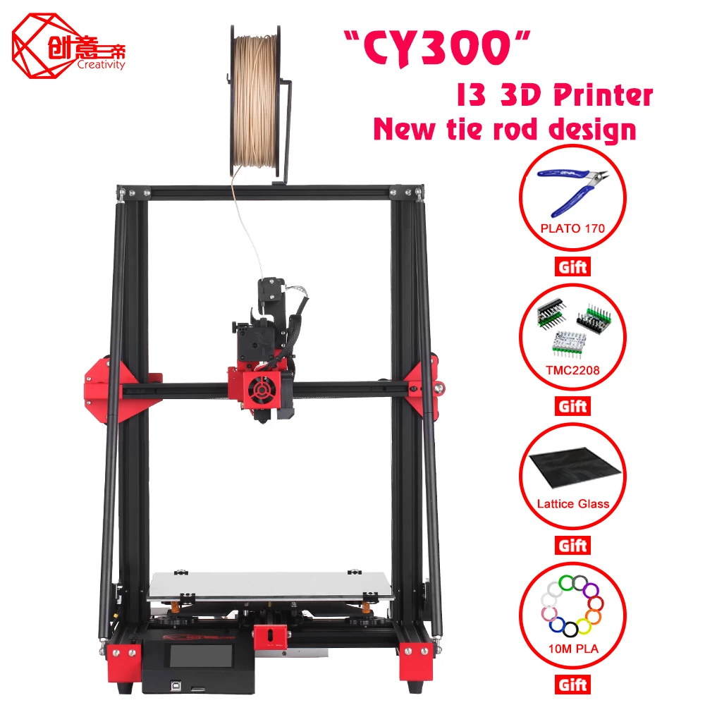 

Creativity printing area 300x300x400 CY300 3D printer TMC2208 drives 3Dtouch large high precision and high quality FDM3D printer