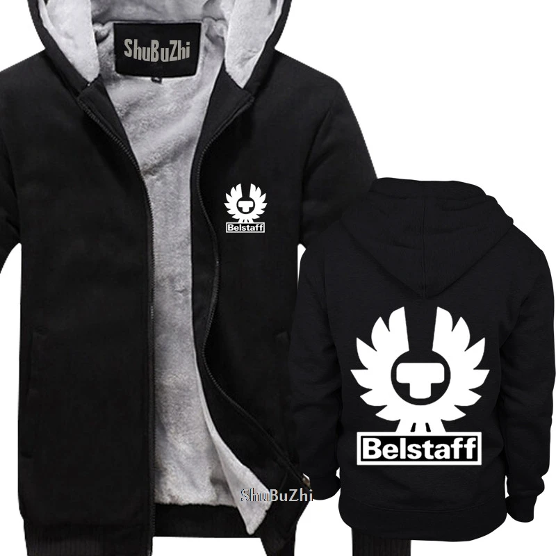 Толстовка на молнии из плотного флиса с логотипом Belstaff shubuzhi, модная брендовая толстовка с принтом, Крутая толстовка с капюшоном в стиле хип-хоп
