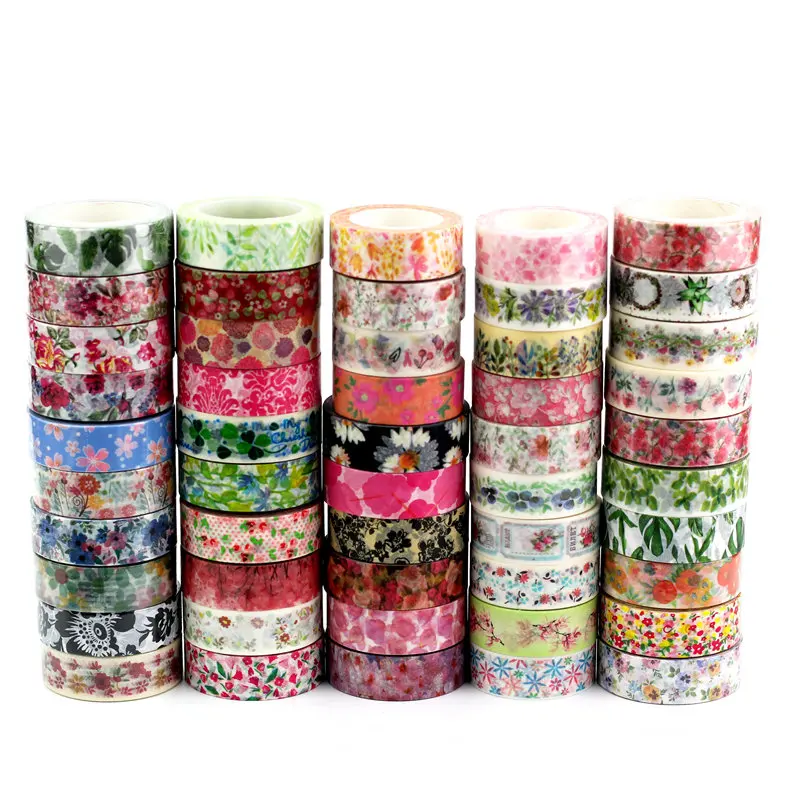 Rondom Mix 10pcs Смешанные 10 шт./партия Декоративные цветы васи ленты бумага DIY Скрапбукинг планировщик клей Маскировка листьев Ленты Kawaii канцелярские принадлежности - Цвет: Rondom Mix 10pcs