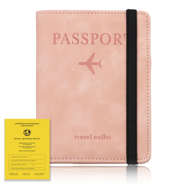 TOURSUIT PU Leather RFID Blocking Business Passport Covers Holder Bank Card ID Wallet Case Travel Accessories for Women Men Pink
