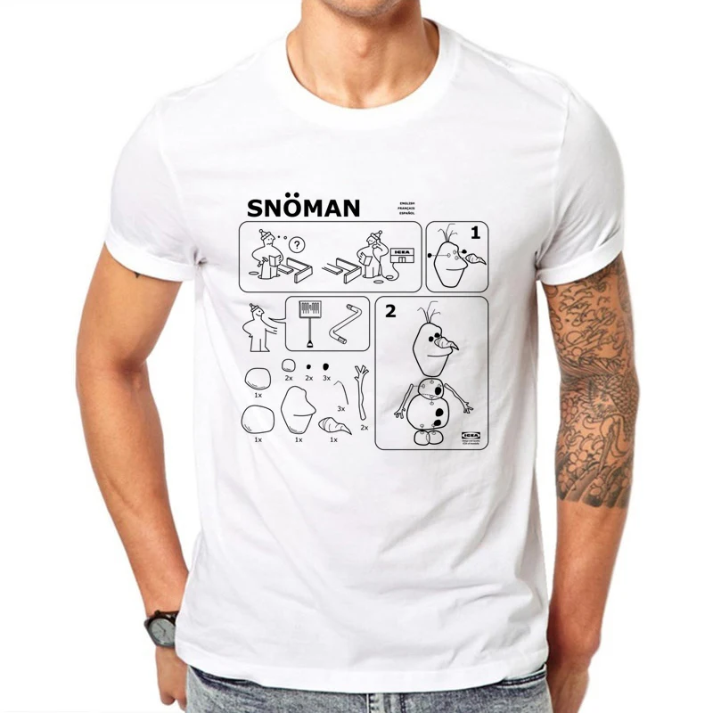 

2019 Harajuku T-Shirt Hip Hop Tees Tops Build A Snowman Frozen Print T-Shirts Mens Clothing Funny Design Male Summer Fashion