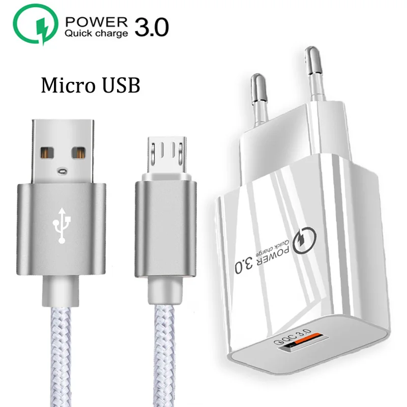 Быстрое зарядное устройство QC 3 0 кабель Micro USB для Samsung S5 S6 S7 Edge A10 M10 M20 OPPO A5 A9 2020 A7 A1 A1K