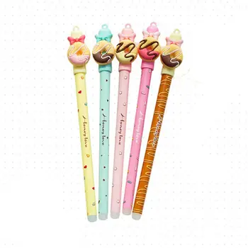 

8Pcs/lot Kawaii Donuts Erasable Pen Cartoon Doll Rubbing Gel Pens 0.5mm Blue Ink
